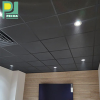 Plafonds suspendus insonorisants pour l'intérieur, dalles de plafond en fibres minérales noires pour hôtels