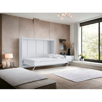 Nouveau design Lit mouphy invisible pliable de style nordique Lit mural à cadre métallique à ouverture horizontale à usage domestique peu encombrant avec armoire