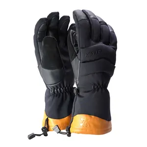 windproof,breathable,warm and flexible leather palm down ski gloves for man