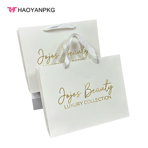 Sacs shopping <span class=keywords><strong>en</strong></span> papier couché avec logo personnalisé <span class=keywords><strong>en</strong></span> or, pour collection de beauté, écologiques, durables, avec poignée <span class=keywords><strong>en</strong></span> ruban, emballage cadeau - Product Image 4