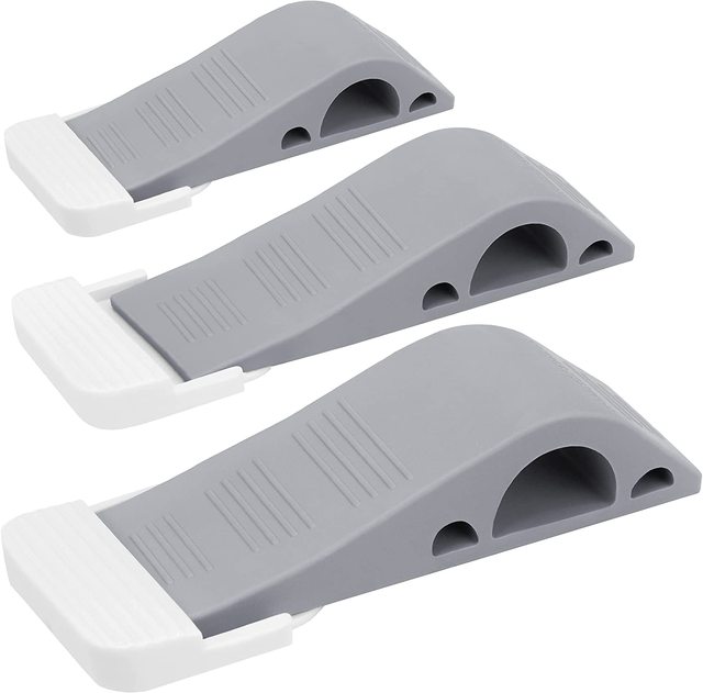 Door Stop Wedge  for Bottom of Door Rubber Security Wedge Stackable Heavy Duty Door Stoppers With Holder for Home Office Class