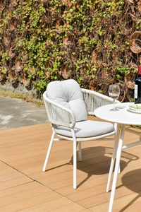 Set di mobili <span class=keywords><strong>da</strong></span> <span class=keywords><strong>esterno</strong></span> Patio sedia in vimini artigianale in corda di rattan <span class=keywords><strong>tavoli</strong></span> di colore bianco sedia impermeabile dal Design moderno - Product Image 4