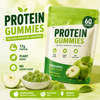 Gummies végétales riches en protéines sans sucre pour adultes, saveur pomme naturelle, véganes, pour la récupération sportive, certifiées GMP, 2 capsules
