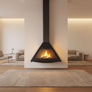 Cheminée suspendue moderne à flamme réelle, verre transparent, chauffage de villa, poêle à <span class=keywords><strong>bois</strong></span> autoportant, <span class=keywords><strong>insert</strong></span> en plaque d'acier - Product Image 3