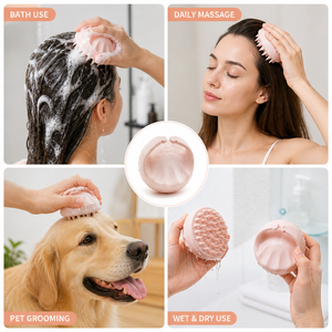 Professional Silicone <b>Scalp</b> Massager Shampoo <b>Brush</b> Soft Silicone Hair Scrubber Head Massager for Hair Growth and Cleaning - Product Image 5