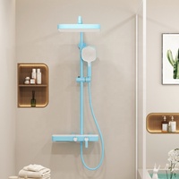Usine nouveau haut de gamme Thermostat ensemble de douche baignoire en laiton salle de bain système de douche chaud froid mélange bleu douche robinet ensembles