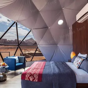 6M Khaki PVC Vải Sa Mạc Khách Sạn Lều Prefab Dome Nhà Geodesic Domo Cho 2 Người Sống