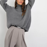 Pull en tricot à col roulé à manches longues pour femme, respirant, personnalisé FNJIA, pour l'hiver