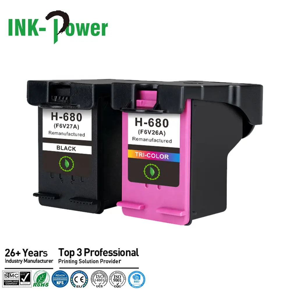 INK-POWER 680 XL 680XL Color Black Remanufactured Inkjet Ink Cartridge for HP HP680 HP680XL Deskjet 1110 2135 Printer
