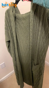 <b>Women's</b> Plus Size Solid Color Long Sleeve Hooded <b>Cardigan</b> Ladies Casual Knitted Hoodies Sweater Loose <b>Oversized</b> Sweaters Coat - Product Image 6