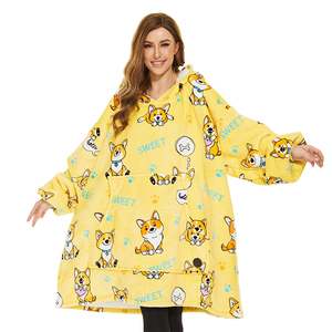 <strong>Snuggy</strong> Reversible Cozy Wearable Sherpa Zipper Giant Adults Oversized Hooded Blankets Tv Snuggle <strong>Hoodie</strong> Blanket - Product Image 4