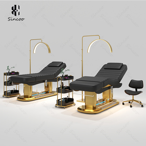 आधुनिक लक्जरी सौंदर्य सैलून फर्नीचर, नेतृत्व पैर नियंत्रित इलेक्ट्रिक काले स्पा चेहरे की देखभाल बिस्तर चिकित्सा चेहरे की मालिश बिस्तर - Product Image 4