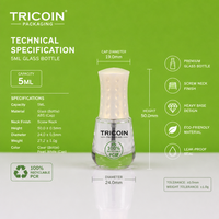 Flacon en verre vide pour vernis à ongles de 5 ml, flacon en verre coloré pour gel à ongles, conteneur personnalisé avec logo pour salon de manucure, cosmétique