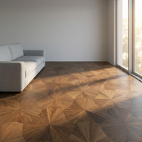 Parquet multicouche en bois d'ingénierie style traditionnel Noyer noir motif feuille de lotus 600*600mm pour salon intérieur