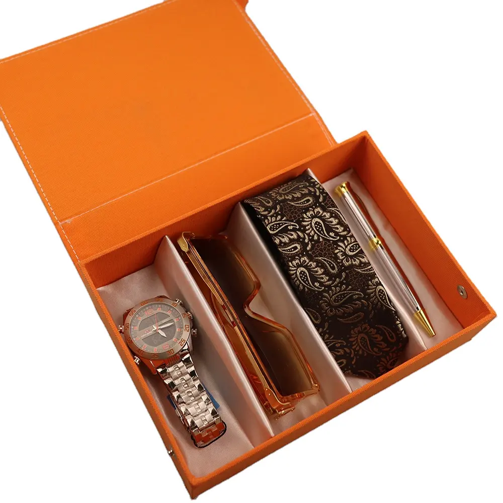 Conjunto de reloj para hombre, nuevo Logo Oem, Color naranja, regalo de negocios, 2022