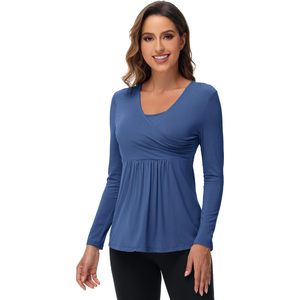 Camiseta de maternidad para mujer, de manga larga, suave y fresca, informal, para embarazo, para dormir, de bambú. - Product Image 1