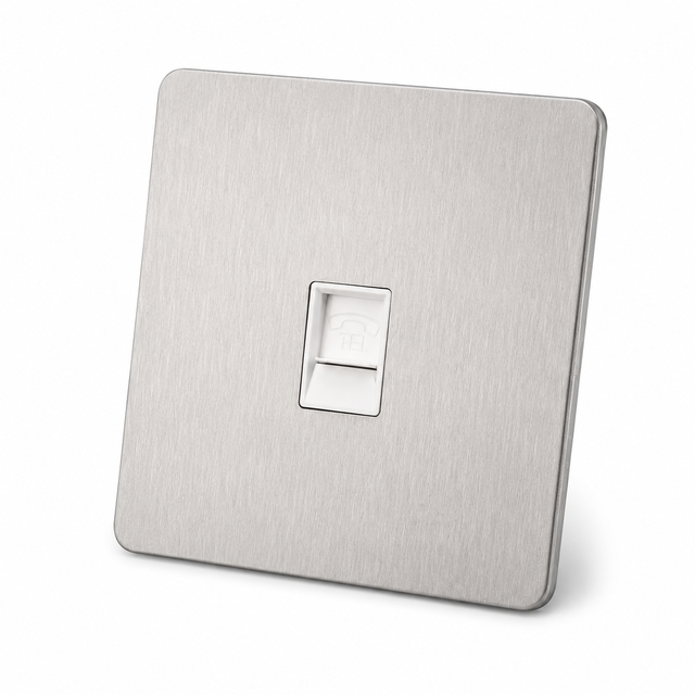 Uk Standard Wall Mount Stainless Steel Ultra-thin Gold/silver/Nickel Black/Chocolate Telephone Socket for Home Hotel Use