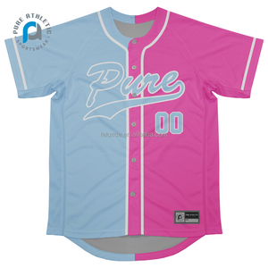 PURE rose et bleu sublimé séchage rapide Baseball T-Shirt personnalisé hommes jeunesse maillot Baseball v cou uniforme Softball Baseball - Product Image 3