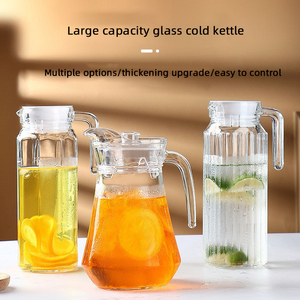Caraffa in Vetro Trasparente di Grande Capacità per Acqua Fredda, Resistente alle Alte Temperature, Set Domestico con Motivo Glaciale, Design Moderno - Product Image 4