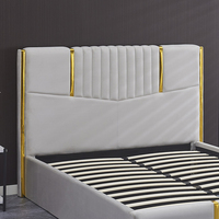 Cadre de lit King Size en tissu, grand format, réglable, écologique, avec rangement, rembourré, design européen, ensemble de chambre à coucher, vente chaude