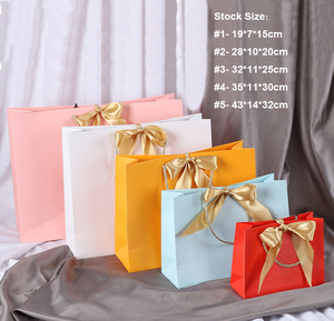Low MOQ Luxury Red Gift Paper Bag Custom Brand Design Logo Cosmetics Jewelry <b>Clothes</b> Packing Shopping Bags with Ribbon - Product Image 6