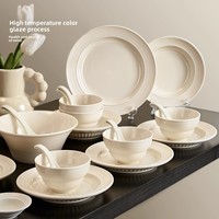 Ensemble de bols et vaisselle en porcelaine sous glaçure haut de gamme motif de fruits crème baguettes écologiques allant au lave-vaisselle