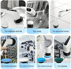 Kit de Dispositivo de Limpieza Eléctrico de Mango Largo para el Hogar, Cepillo de Limpieza Eléctrico Multifuncional Inalámbrico Recargable para Cocina - Product Image 5