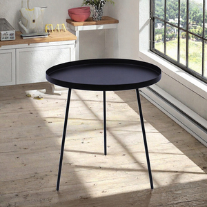Mesa de Centro Redonda de Metal Moderna y Minimalista, Negra, Ecológica, Duradera, Mueble para Sala de Estar, Fácil de Limpiar, 1 Año de Garantía - Product Image 3