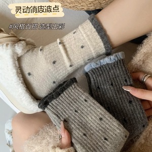 Chaussettes décontractées épaisses en laine pelucheuse à motif floral de style français 2025 pour femmes, utilisation quotidienne automne/hiver, fonction thermique, taille unique - Product Image 3