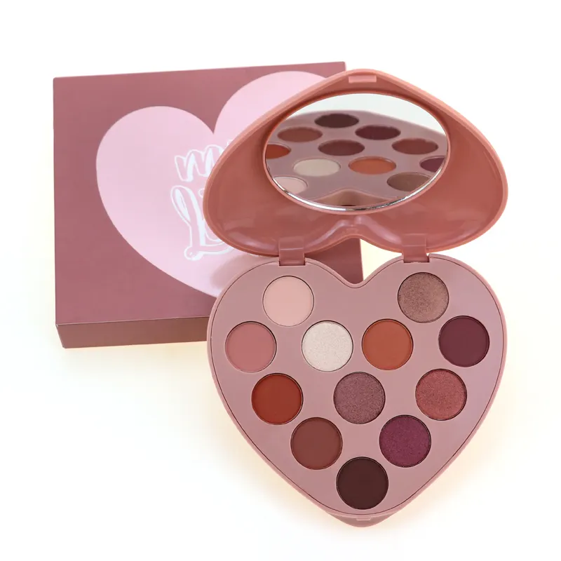 New Arrival Heart Shade Pink Eyeshadow Palette 12 Color Custom High Pigment Eyeshadow