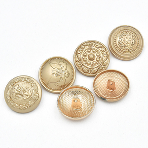 Classic Round Metal Shank <b>Buttons</b> With Embossed Logo Gold Finish Circular Design For Clothing - Product Image 5