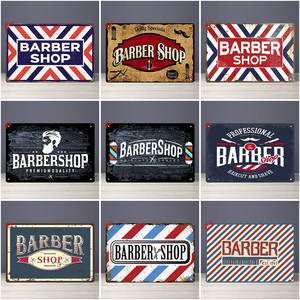 Прямая поставка, парикмахерский магазин, винтажные металлические жестяные знаки, декор для парикмахерской, табличка, рекламный щит, настенный художественный плакат, вывеска для украшения парикмахера - Product Image 4