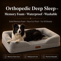 Coussin orthopédique pour animaux de compagnie en mousse à mémoire de forme à récupération lente, avec support articulaire, fausse fourrure pelucheuse, housse amovible, base antidérapante, vente en gros OEM, imperméable