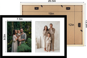 Cadre photo en bois noir S&L 12x19 avec passe-partout blanc, affiche <span class=keywords><strong>deux</strong></span> <span class=keywords><strong>photos</strong></span> 8x10, décoration murale en verre véritable avec accroche à dents de scie - Product Image 2