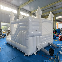 Château gonflable tout blanc en PVC avec toboggan, capacité 500 kg, portable pour mariage, fête, adultes et enfants
