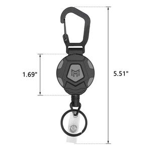 Porte-clés magnétique rétractable en acier inoxydable noir pour la randonnée et les activités de plein air - Product Image 3