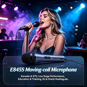 Microphone dynamique à bobine mobile portable E845S, microphone vocal professionnel filaire pour scène, spectacle, animation, matériel audio - Product Image 1