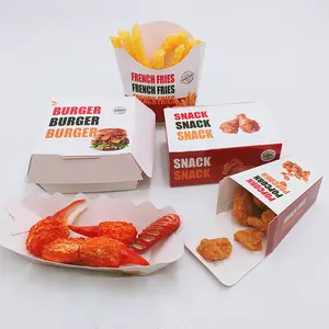 Benutzer definierte Lebensmittel boxen zum Mitnehmen Lebensmittel verpackungs box Pommes Frites Gebratene Hühnern uggets Karton Papier Snack Box Wellpappe Akzeptieren