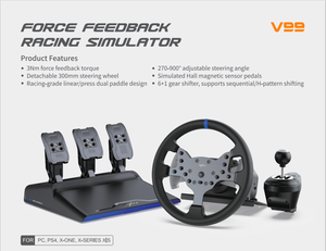 <span class=keywords><strong>Volant</strong></span> de jeu de simulation PXN V10PRO/V99/V3PRO/V9GEN2/V900GEN2 filaire, prise en charge / One/ 360 - Product Image 2