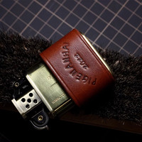 EA541 Étuis à briquets ovales vintage en cuir tanné végétal marron/café, vierges, étanches, avec clip, personnalisables avec logo