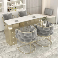 Table de manucure élégante, élégante, chic, minimaliste, avec bureau en marbre, pour salon de beauté, ongles