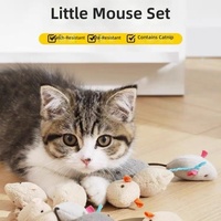 Jouets en peluche pour chat à la catnip, lot de 3 souris interactives apaisantes pour chats d'intérieur et chatons, pour les poussées dentaires et le divertissement quotidien