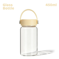 Gobelet en verre borosilicate de 450 ml, directement de l'usine, avec poignée portable et couvercle, léger, couleur macaron, idéal pour les trajets quotidiens