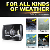 Phare LED carré de 5 pouces pour Jeep Wrangler, modification tout-terrain (combinaison faisceau haut/bas)