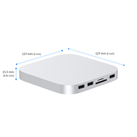 Dok Pengisi Daya Mac Mini M4 dari Aluminium Alloy, Hub USB C, Enclosure SSD M.2 NVMe, Docking Station 10Gbps USB3.2 USB2.0 SD4.0 TF4.0 HDMI