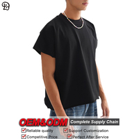 T-shirt décontracté surdimensionné à manches courtes en coton pur de qualité supérieure pour homme, coupe ample, ourlet brut, style streetwear décontracté d'été