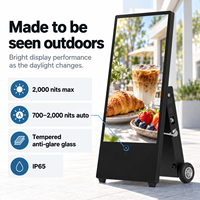 Kios Digital Signage Portabel 43 Inci Layar Sentuh Luar Ruangan IP65, Layar LCD Android Bertenaga Baterai untuk Periklanan