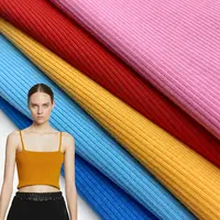 Schöne helle Farbe Stretch Baumwolle Rayon 290gsm weichen 2*2 festen Rippen Stricks toff für Mädchen Pullover