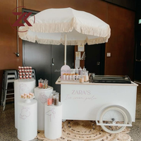 Chariot de présentation ZKAI de haute qualité assemblé pour mariages, fêtes et festivals – Chariot de bar en acrylique blanc pour glaces et aliments