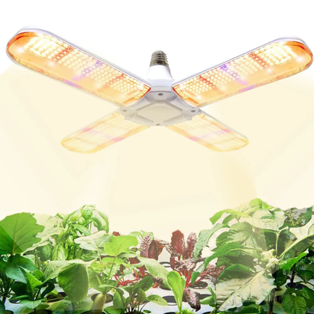 LED grow lamp 4 leafs foldable Light E26/E27 For Indoor Plants Vegetables seeding and Flower Growth Full Spectrum